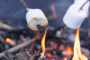 Marshmallows over camp fire